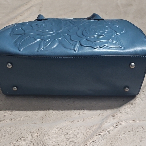 Patricia Nash Embossed Blue Shoulder Bag - Picture 5 of 14
